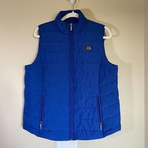 Michael Kors Women's Vest Blue Puffer Full-Zip Fashion Designer Outerwear Large‎